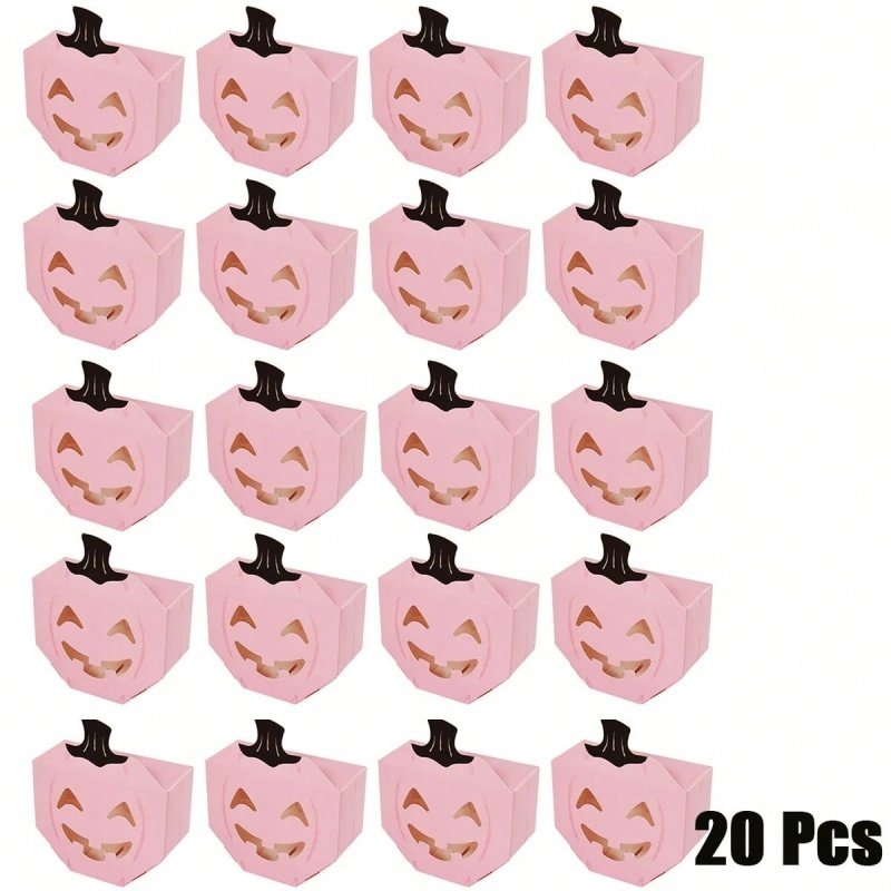 20 PcsPink Halloween Gift Boxes Pumpkin Shaped Treat Boxes Square Favor Wrapping Boxes Halloween Party Favor Supplies For Indoor Home Holiday Party Thanksgiving Decorations - Image 10