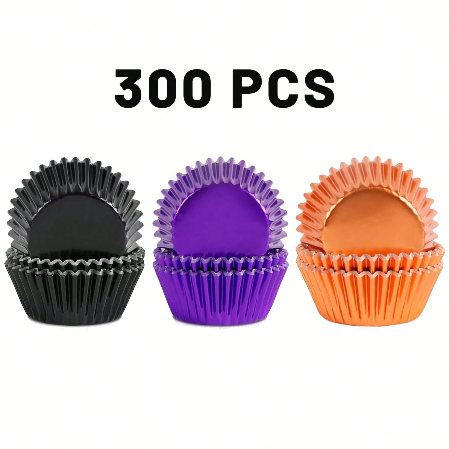 300 Pcs Halloween Foil Cupcake Liners Black Purple Orange Foil Metallic Cupcake Wrappers Muffin Liners For Halloween Party Supplies Table Decor - Image 4