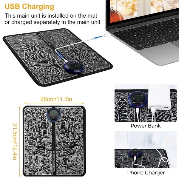 EMS Foot Massage Pad Electric Stimulator Massager Unit Rechargeable Leg Reshaping Muscle Pain Relax - Image 4